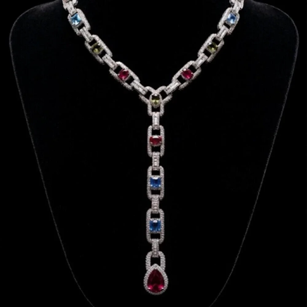 Multi Coloured Gemstone Necklace 19 Inch